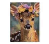 Jigsaw Puzzles for Teenagerss 1000pcs(52x38cm) Deer with Flower Crown Puzzles for Adults Relax Games Pattern Assembly for Birthday, Chrismas 1000pcs(52x38cm)