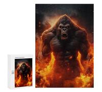 Jigsaw Puzzles for Teenagerss 300 PCS Angry Evil Gorilla Fire Puzzles for Adults Fun Games Analysis And Logic Parent-child Interaction 300 PCS