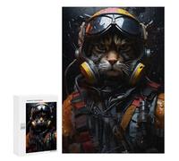 Jigsaw Puzzles for Teenagerss 300 PCS Aviator Cat in Uniform Puzzles for Adults Fun Games Analysis And Logic Parent-child Interaction 300 PCS