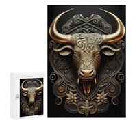 Jigsaw Puzzles for Teenagerss 300 PCS Bear Golden Art Deco Puzzle for Adults Brain Teaser Game Difficult Hard Unique Birthday And Gifts 300 PCS