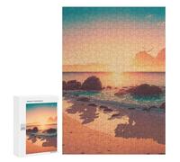 Jigsaw Puzzles for Teenagerss 300 PCS Beautiful Beach Sunset Puzzles for Adults Brain Teaser Game Pattern Assembly Parent-child Interaction 300 PCS