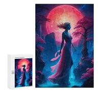 Jigsaw Puzzles for Teenagerss 300 PCS Beautiful Red Moon Lady Puzzles for Adults Fun Games Analysis And Logic Parent-child Interaction 300 PCS