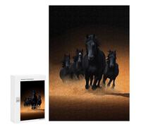 Jigsaw Puzzles for Teenagerss 300 PCS Black Horses Running Puzzle for Adults Brain Teaser Game Difficult Hard Unique Birthday And Gifts 300 PCS