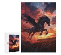 Jigsaw Puzzles for Teenagerss 300 PCS Black Winged Horse Adult Puzzles Hands-on Game Stress Reliever Unique Gifts for Birthday And Christmas 300 PCS
