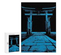 Jigsaw Puzzles for Teenagerss 300 PCS Blue Torii Gate And Stone Path Puzzles for Adults Fun Games Analysis And Logic Parent-child Interaction 300 PCS