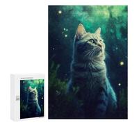 Jigsaw Puzzles for Teenagerss 300 PCS Cat Mystic Glowing Night Puzzles for Adults Brain Teaser Game Pattern Assembly Parent-child Interaction 300 PCS