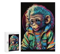 Jigsaw Puzzles for Teenagerss 300 PCS Chic Monkey in Colorful Jacket Adult Jigsaw Toy Wall Decor Staycation Kill Time Fun Activities at Home 300 PCS