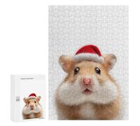 Jigsaw Puzzles for Teenagerss 300 PCS Christmas Hamster with Santa Hat Puzzles for Adults Fun Games Analysis And Logic Parent-child Interaction 300 PCS