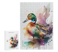 Jigsaw Puzzles for Teenagerss 300 PCS Colorful Duck Watercolor Art Print-2 Jigsaw Puzzle Anti-Stress Toys Precision Cutting Parent-child Interaction 300 PCS