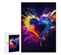 Jigsaw Puzzles for Teenagerss 300 PCS Colorful Heart Burst Artwork Jigsaw Puzzle Anti-Stress Toys Precision Cutting Parent-child Interaction 300 PCS