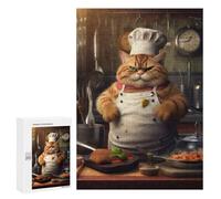 Jigsaw Puzzles for Teenagerss 300 PCS Cooking Cat Cook Chef Puzzles for Adults Brain Teaser Game Pattern Assembly Parent-child Interaction 300 PCS