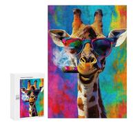 Jigsaw Puzzles for Teenagerss 300 PCS Cool Giraffe with Cigar Adult Puzzles Hands-on Game Stress Reliever Unique Gifts for Birthday And Christmas 300 PCS