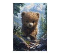 Jigsaw Puzzles for Teenagerss 300 PCS Cute Bear Cub in Mountains Adult Puzzles Hands-on Game Presents for Women Help The Brain Exercise 300 PCS