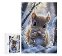 Jigsaw Puzzles for Teenagerss 300 PCS Cute Squirrel in Winter Jigsaw Family Game Perfect Decoration Unique Gifts for Birthday And Christmas 300 PCS
