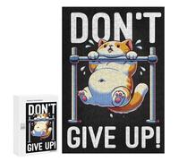 Jigsaw Puzzles for Teenagerss 300 PCS Dont Give Up - Cute Gym Workout Cat Jigsaw Family Game Perfect Decoration Unique Gifts for Birthday And Christmas 300 PCS