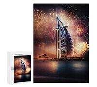 Jigsaw Puzzles for Teenagerss 300 PCS Dubai's Burj Al Arab with Fireworks Jigsaw Puzzle Anti-Stress Toys Precision Cutting Parent-child Interaction 300 PCS