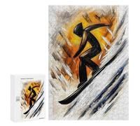 Jigsaw Puzzles for Teenagerss 300 PCS Dynamic Abstract Cubist Snowboarder in Action Jigsaws for Adults Family Games Enhance Memory Unique Birthday And Gifts 300 PCS