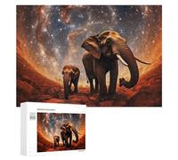 Jigsaw Puzzles for Teenagerss 300 PCS Elephants in Space A Cosmic Journey Adult Jigsaw Toy Wall Decor Staycation Kill Time Fun Activities at Home 300 PCS