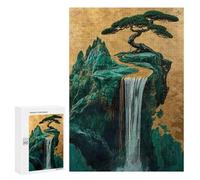 Jigsaw Puzzles for Teenagerss 300 PCS Emerald Golden Waterfall Bonsai Japanese Jigsaws for Adults Family Games Enhance Memory Unique Birthday And Gifts 300 PCS