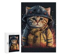 Jigsaw Puzzles for Teenagerss 300 PCS Firefighter Cat Hero Adult Puzzles Hands-on Game Stress Reliever Unique Gifts for Birthday And Christmas 300 PCS