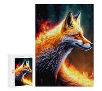 Jigsaw Puzzles for Teenagerss 300 PCS Flaming Fox Artwork Adult Puzzles Hands-on Game Stress Reliever Unique Gifts for Birthday And Christmas 300 PCS