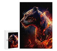 Jigsaw Puzzles for Teenagerss 300 PCS Flaming Leopard Artwork Adult Puzzles Hands-on Game Stress Reliever Unique Gifts for Birthday And Christmas 300 PCS