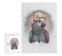Jigsaw Puzzles for Teenagerss 300 PCS Floral African Grey Parrot Puzzle for Adults Brain Teaser Game Difficult Hard Unique Birthday And Gifts 300 PCS