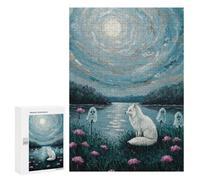 Jigsaw Puzzles for Teenagerss 300 PCS Fox, Ghosts, And Moonlit Landscape Painting Puzzles for Adults Fun Games Analysis And Logic Parent-child Interaction 300 PCS