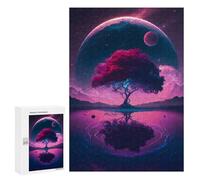 Jigsaw Puzzles for Teenagerss 300 PCS Galactic Tree Reflection Adult Puzzles Relax Games But Fun And Humorous for Is Ideal As A Gift 300 PCS