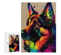 Jigsaw Puzzles for Teenagerss 300 PCS German Shepherd Color Puzzles for Adults Brain Teaser Game Pattern Assembly Parent-child Interaction 300 PCS