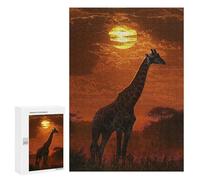 Jigsaw Puzzles for Teenagerss 300 PCS Giraffe Sunset Silhouette Puzzles for Adults Fun Games Analysis And Logic Parent-child Interaction 300 PCS