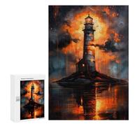 Jigsaw Puzzles for Teenagerss 300 PCS Golden Lighthouse Sunset Puzzles for Adults Brain Teaser Game Pattern Assembly Parent-child Interaction 300 PCS