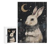 Jigsaw Puzzles for Teenagerss 300 PCS Gothic White Rabbit with Black Rose Adult Jigsaw Puzzle DIY Toys Wall Art Deal As Gifts for The Whole Family 300 PCS