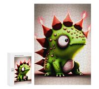 Jigsaw Puzzles for Teenagerss 300 PCS Green Spiky Monster Toy Jigsaw Puzzle Anti-Stress Toys Precision Cutting Parent-child Interaction 300 PCS