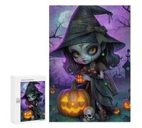 Jigsaw Puzzles for Teenagerss 300 PCS Halloween Witch with Jack-o'-lantern-1 Jigsaw Family Game Perfect Decoration Unique Gifts for Birthday And Christmas 300 PCS