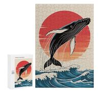 Jigsaw Puzzles for Teenagerss 300 PCS Humpback Whale Breaching at Sunset Jigsaw for Adults Anti-Stress Toys For Family Fun Parent-child Interaction 300 PCS