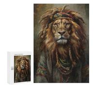 Jigsaw Puzzles for Teenagerss 300 PCS Jamaican Reggae Rasta Lion Jigsaw Family Game Perfect Decoration Unique Gifts for Birthday And Christmas 300 PCS