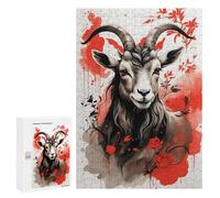 Jigsaw Puzzles for Teenagerss 300 PCS Japan Ink Goat Zodia Puzzles for Adults Brain Teaser Game Pattern Assembly Parent-child Interaction 300 PCS