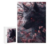 Jigsaw Puzzles for Teenagerss 300 PCS Japanese Black Kitsune Fox Puzzles for Adults Brain Teaser Game Pattern Assembly Parent-child Interaction 300 PCS