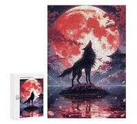 Jigsaw Puzzles for Teenagerss 300 PCS Japanese Black Wolf Puzzles for Adults Brain Teaser Game Pattern Assembly Parent-child Interaction 300 PCS