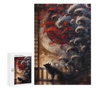 Jigsaw Puzzles for Teenagerss 300 PCS Kitsune with Nine Tails Puzzles for Adults Brain Teaser Game Pattern Assembly Parent-child Interaction 300 PCS