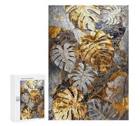 Jigsaw Puzzles for Teenagerss 300 PCS Metallic Monstera Elegance Jigsaw Family Game Perfect Decoration Unique Gifts for Birthday And Christmas 300 PCS