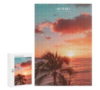 Jigsaw Puzzles for Teenagerss 300 PCS Miami Sunset Palm Trees Adult Jigsaw Family Game Analysis And Logic Unique Gifts for Birthday And Christmas 300 PCS