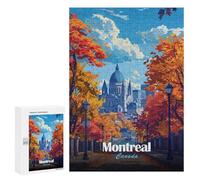 Jigsaw Puzzles for Teenagerss 300 PCS Montreal Canada Autumn Cityscape Illustration Jigsaw for Adults Anti-Stress Toys For Family Fun Parent-child Interaction 300 PCS
