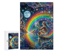 Jigsaw Puzzles for Teenagerss 300 PCS Moonlit Rainbow Dreams Adult Puzzles Toy Wall Decor Staycation Kill Time Stress Reduction Gifts 300 PCS