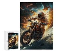 Jigsaw Puzzles for Teenagerss 300 PCS Motorcycle Astronaut in Space Adult Jigsaw Toy Wall Decor Staycation Kill Time Fun Activities at Home 300 PCS