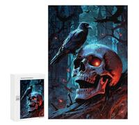 Jigsaw Puzzles for Teenagerss 300 PCS Mysterious Skull And Raven Puzzles for Adults Brain Teaser Game Pattern Assembly Parent-child Interaction 300 PCS