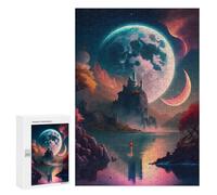 Jigsaw Puzzles for Teenagerss 300 PCS Mystical Moonlit Lake Jigsaw Puzzle Anti-Stress Toys Precision Cutting Parent-child Interaction 300 PCS