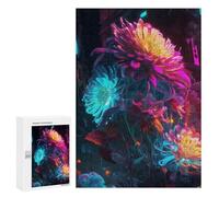 Jigsaw Puzzles for Teenagerss 300 PCS Neon Floral Nightscape Adult Puzzles Hands-on Game Stress Reliever Unique Gifts for Birthday And Christmas 300 PCS