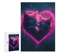 Jigsaw Puzzles for Teenagerss 300 PCS Neon Heart Cats Puzzles for Adults Fun Games Analysis And Logic Parent-child Interaction 300 PCS